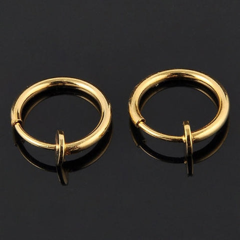 Hot Sale 2pcs Invisible No Ear Hole Earrings Clip Nose Ring Belly Button Ring For Unisex Punk Wind Accessories
