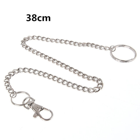 18/38/65cm Rock Punk  Long Metal Wallet Belt Chain Trousers Hipster Pant Jean Keychain Silver Ring Clip Keyring HipHop Jewelry